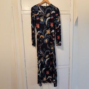 Maje Black and Orange Sheath Dress with Bishop Sleeves